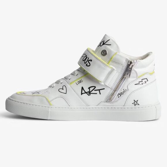 NWT Zadig & Voltaire ZV1747 Mid Flash Fluorescent Suede Charms Sneakers size 39 - Picture 3 of 13